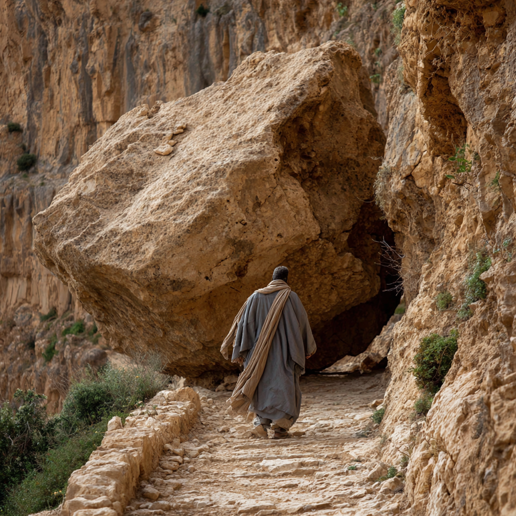 Boulder blocking trail content-image