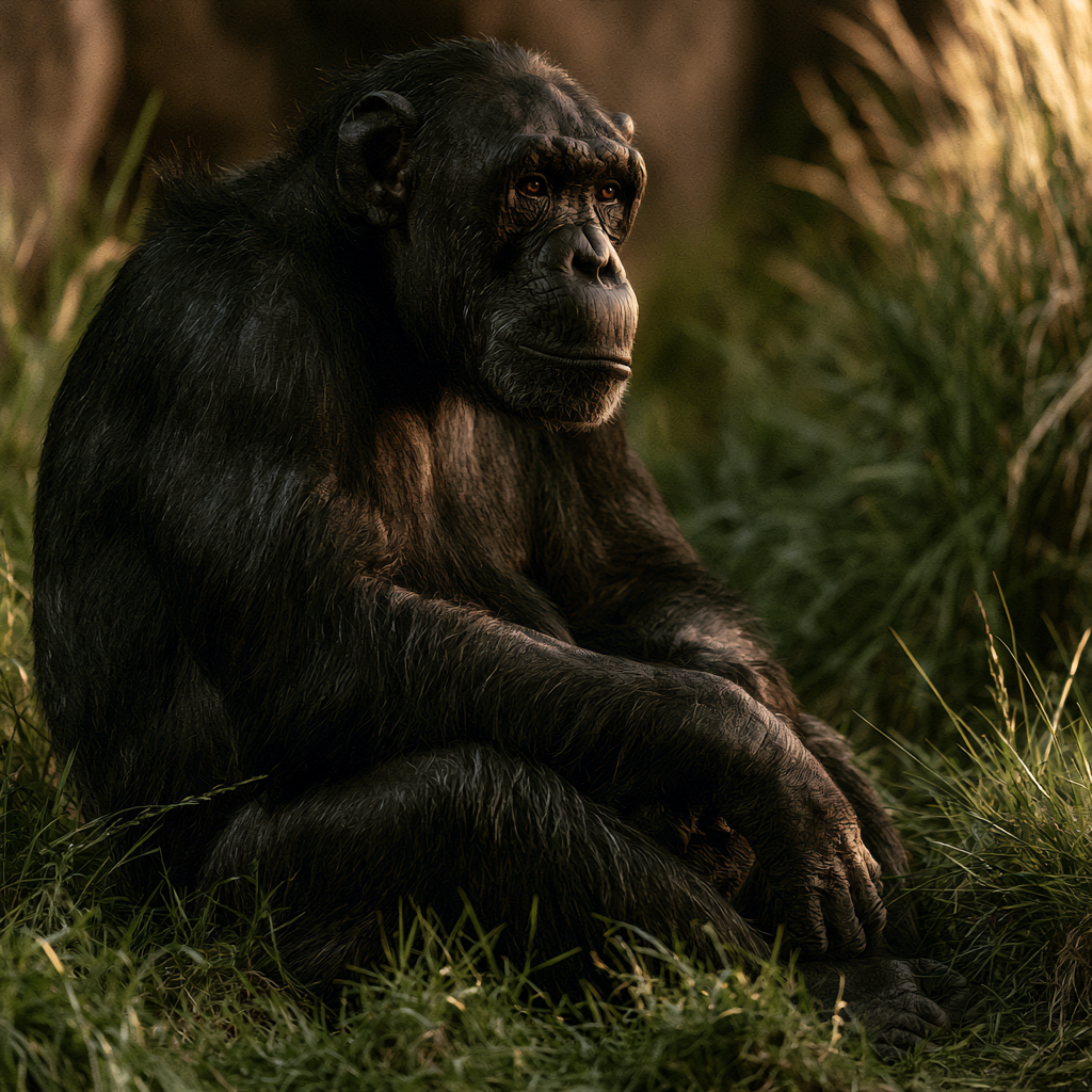 ape in grass content-image